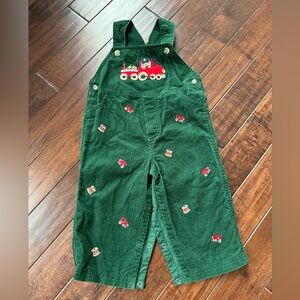 18 month green corduroy train overalls